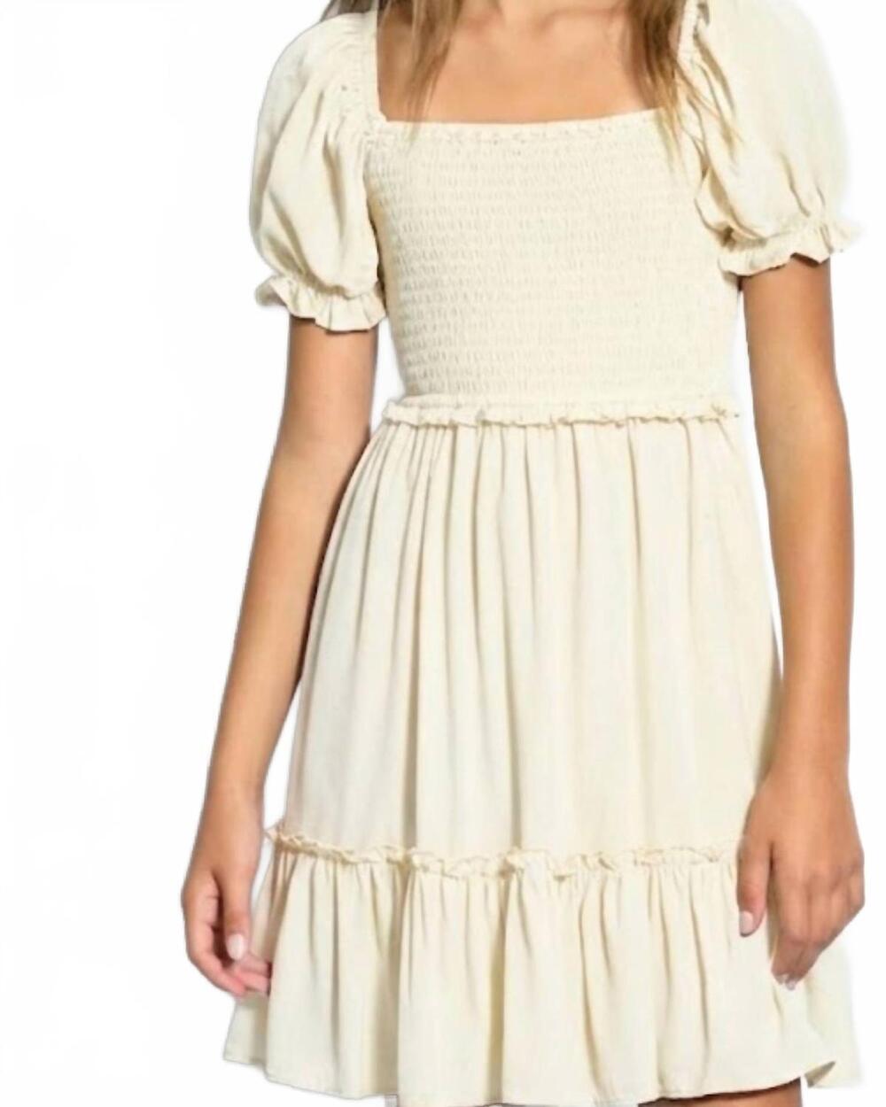 NEW KATIE J NYC girl's molly short sleeve dress in vintage white